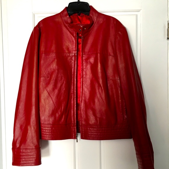 In Wear Jeans Jackets & Blazers - Women’s red moto leather jacket
